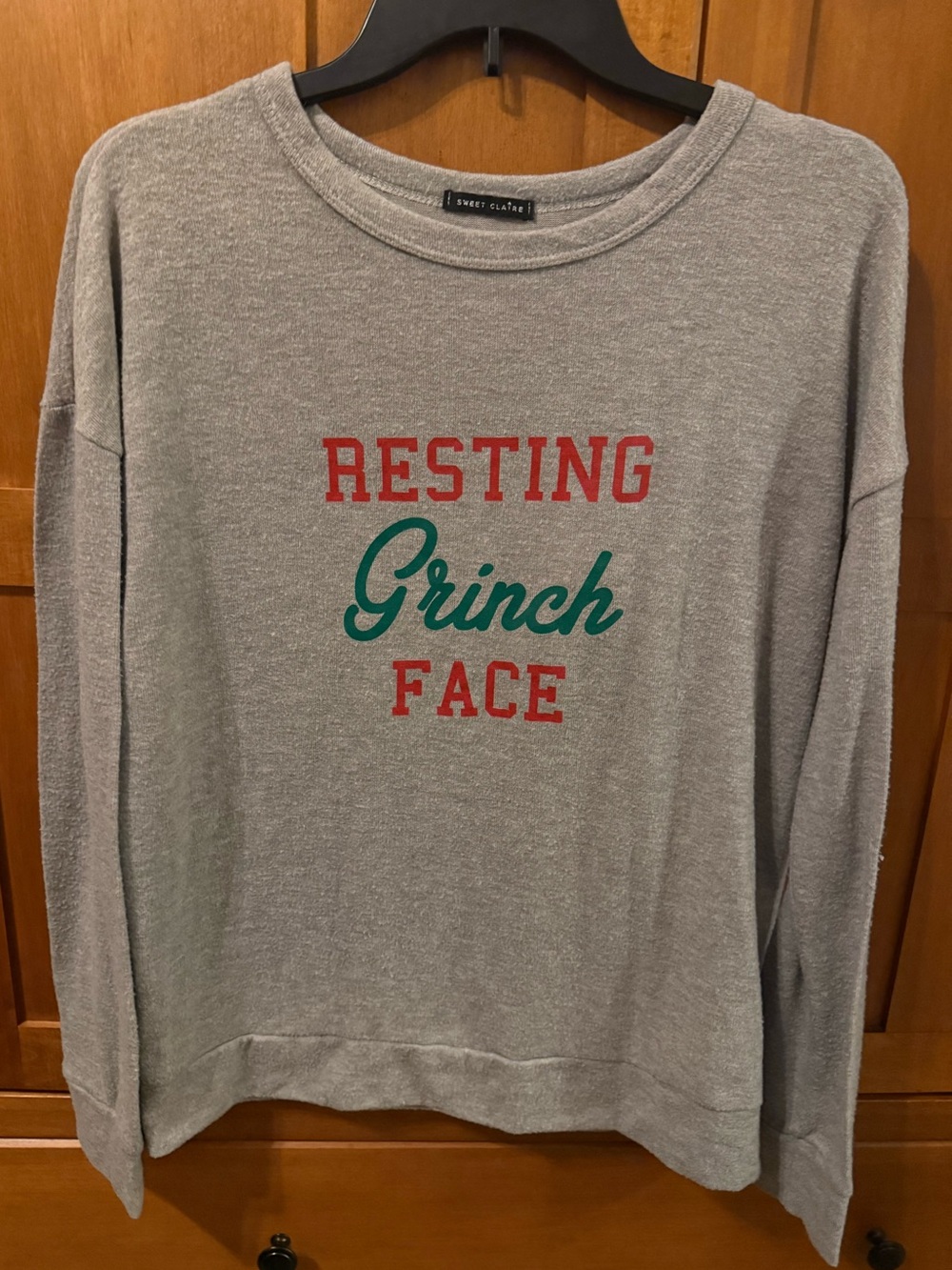 Sweet Claire "Resting Grinch Face" Lightweight Graphic Sweatshirt - Size Medium